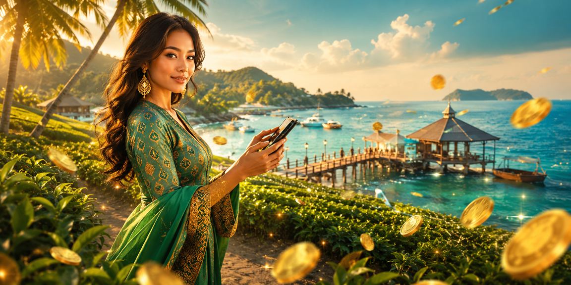 Bannner promosi Hari Raya dengan latar belakang kasino mudah alih
